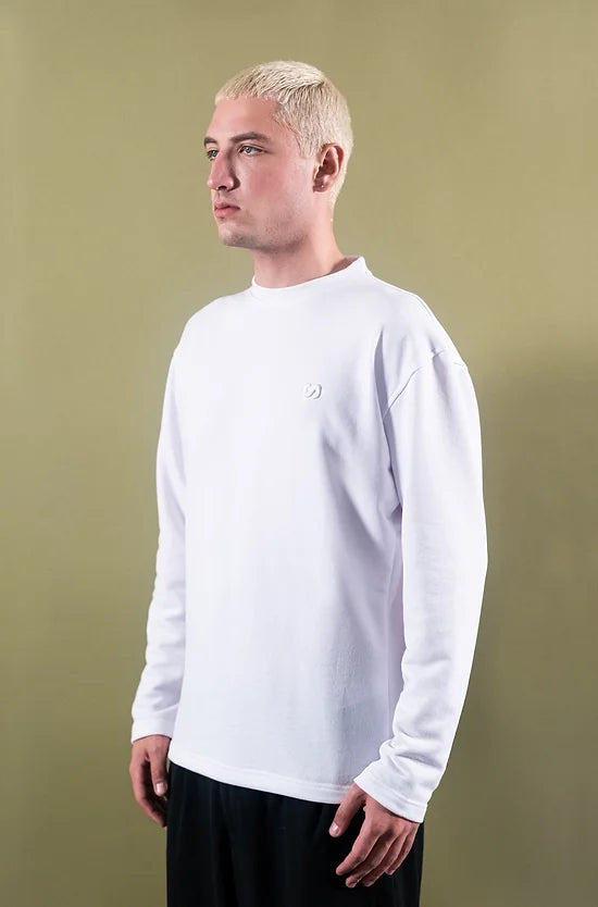 Unisex Cotton White Long Sleeve Tee