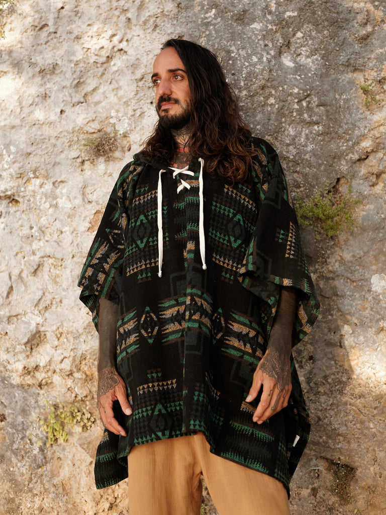 Forest hooded poncho