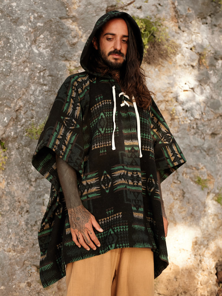 Forest hooded poncho
