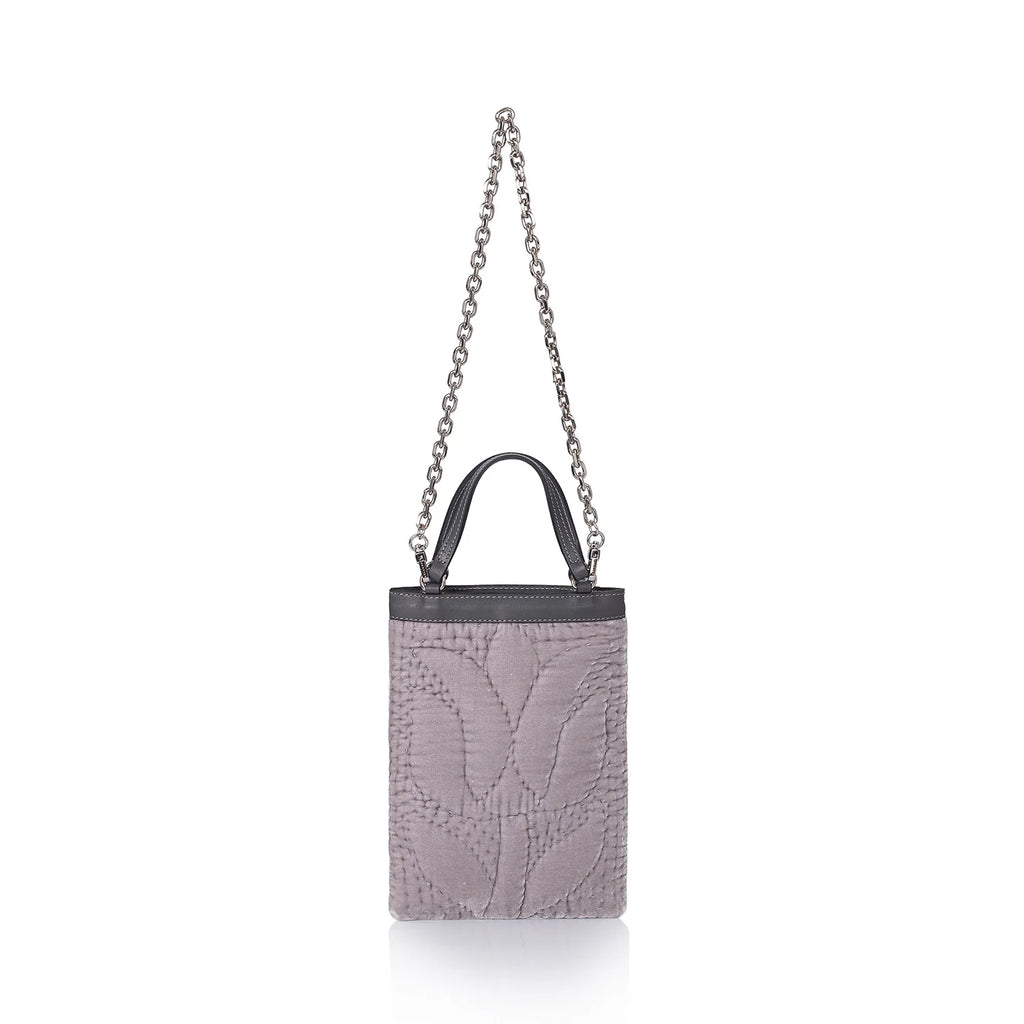 Şükran Mini Hand Bag Grey Silk Velvet